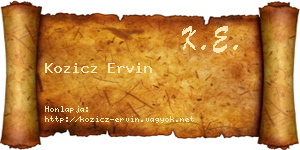 Kozicz Ervin névjegykártya