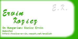 ervin kozicz business card